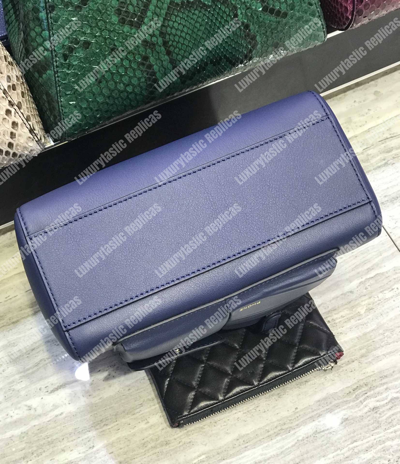 F**di peekaboo iconic mini blue leather bag