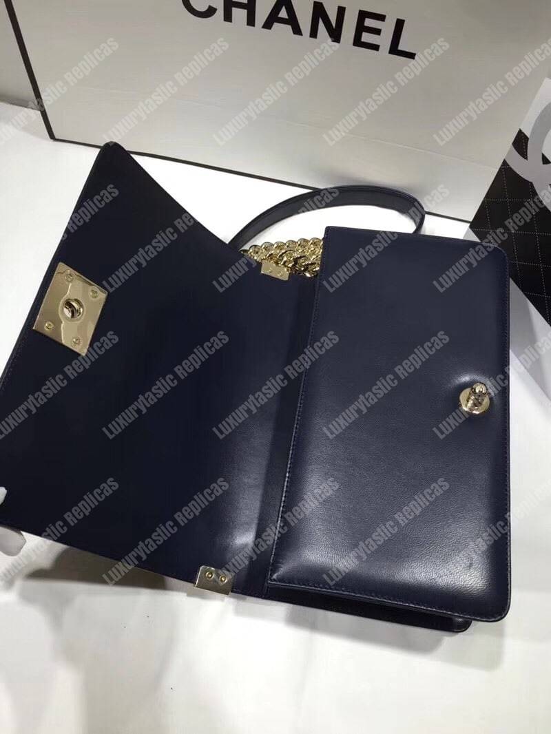Ch*el boy handbag navy blue