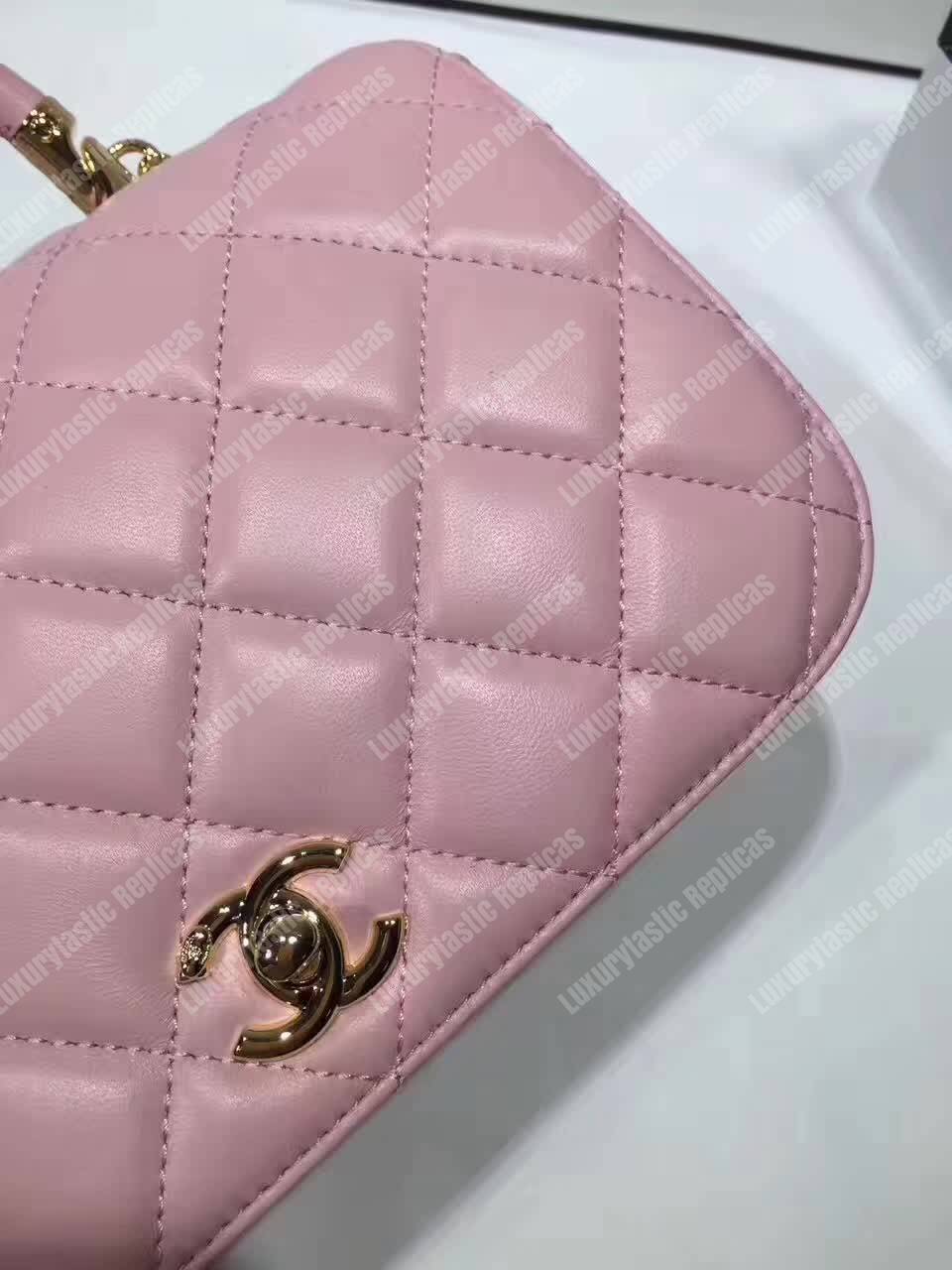 Ch*el medium flap bag with top handle pink