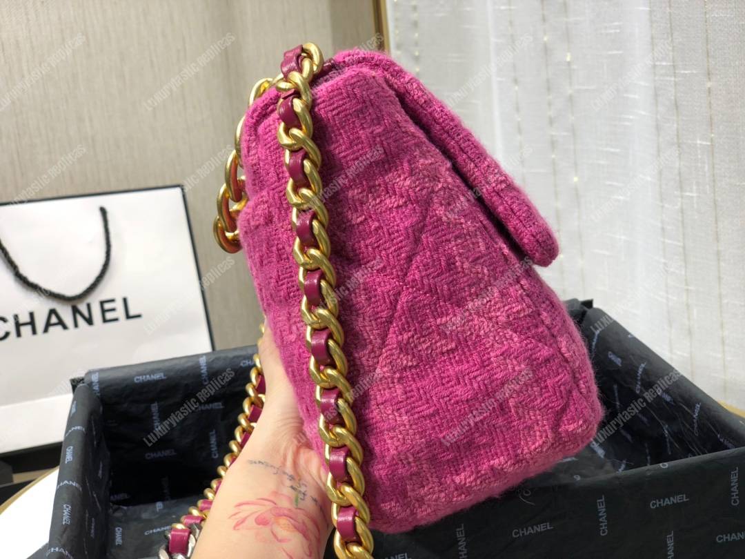 Ch*el 19 large flap bag fuchia