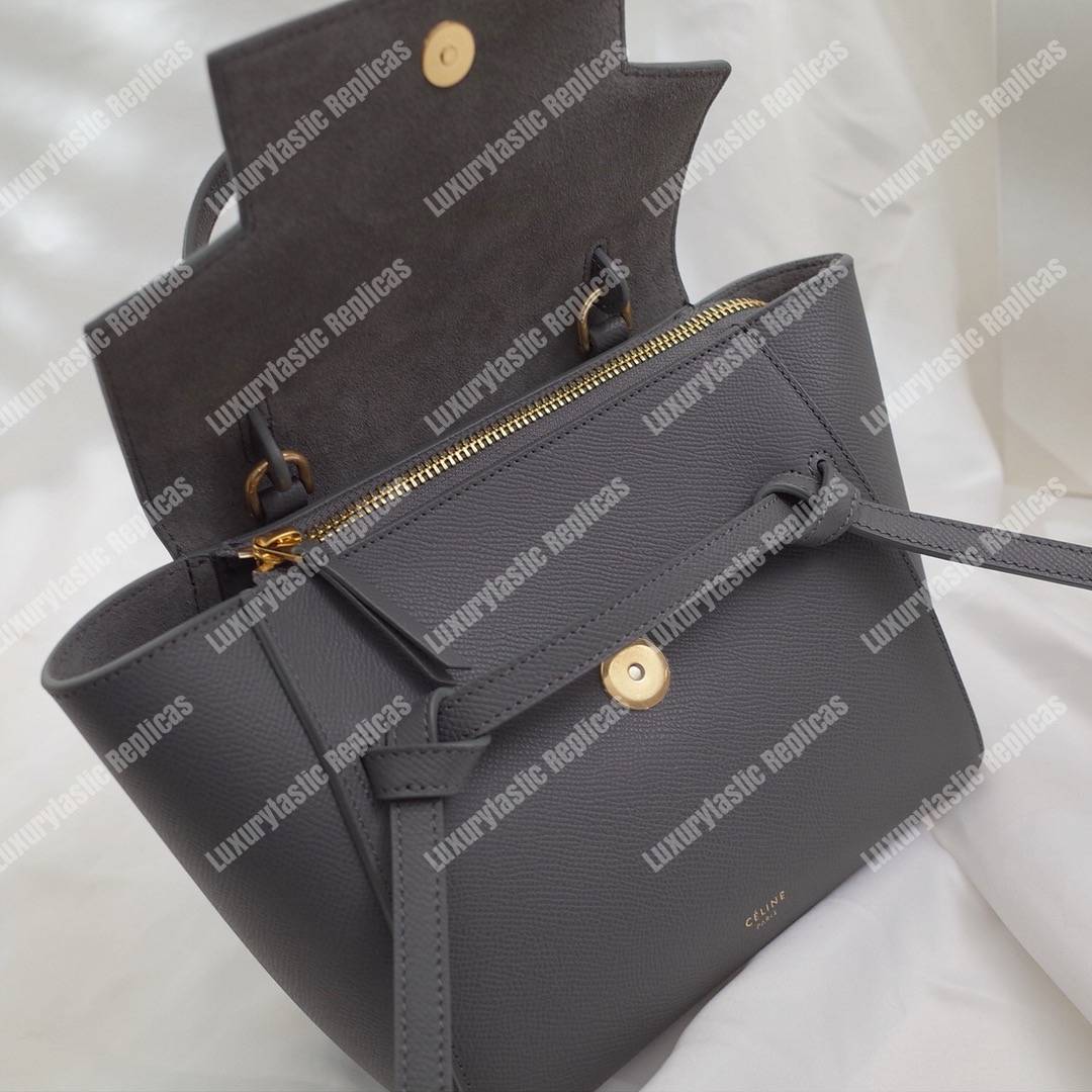 Ce**e nano belt bag in grained calfskin grey
