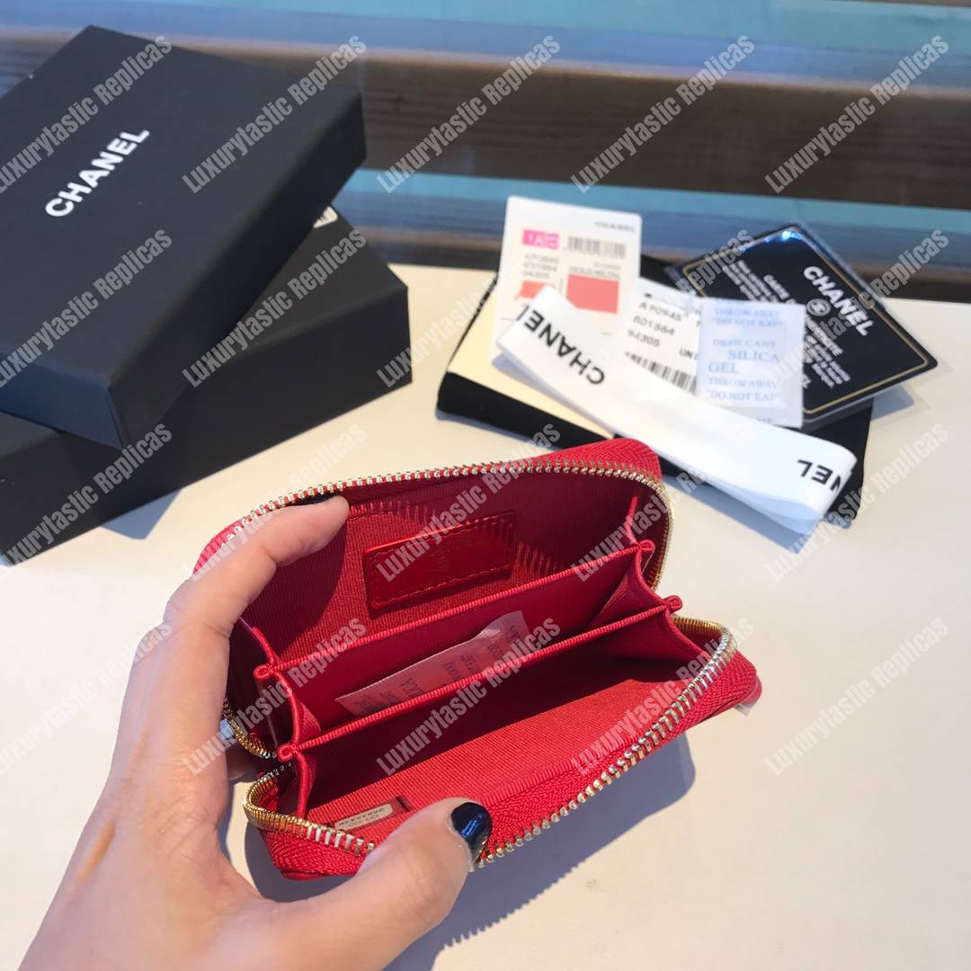 Ch*el 19 zipped coin purse scarlet