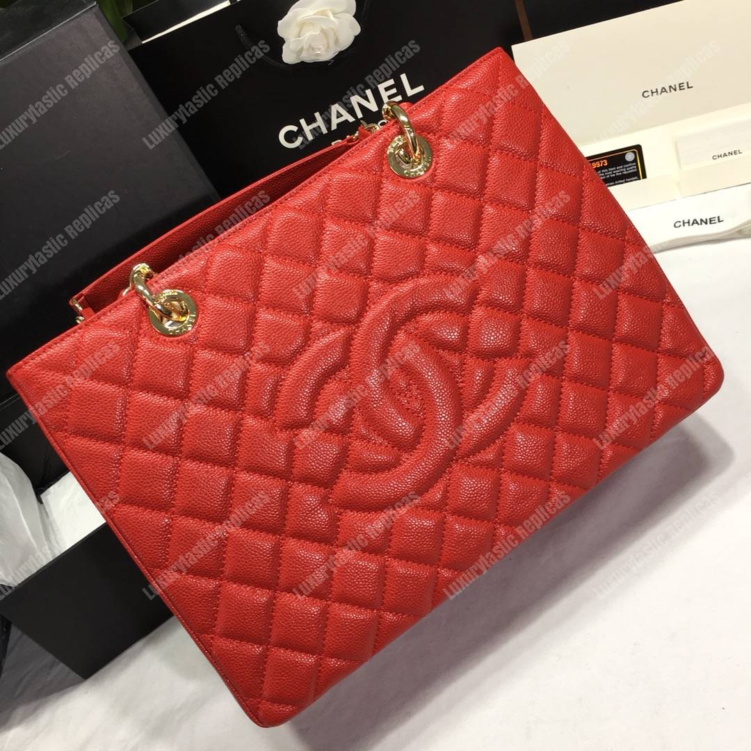 Ch*el large shopping tote red