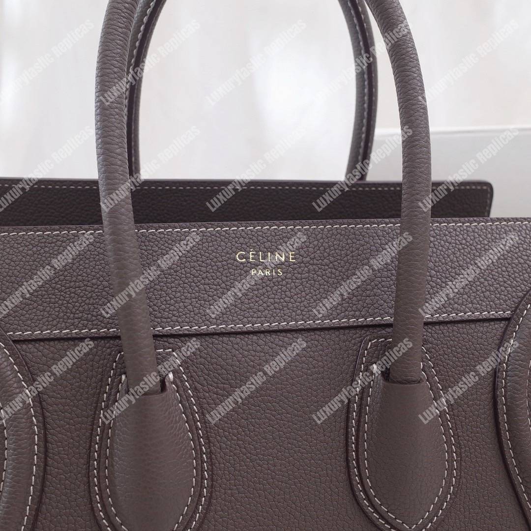 Micro Luggage Handbag In Drummed Calfskin Souris