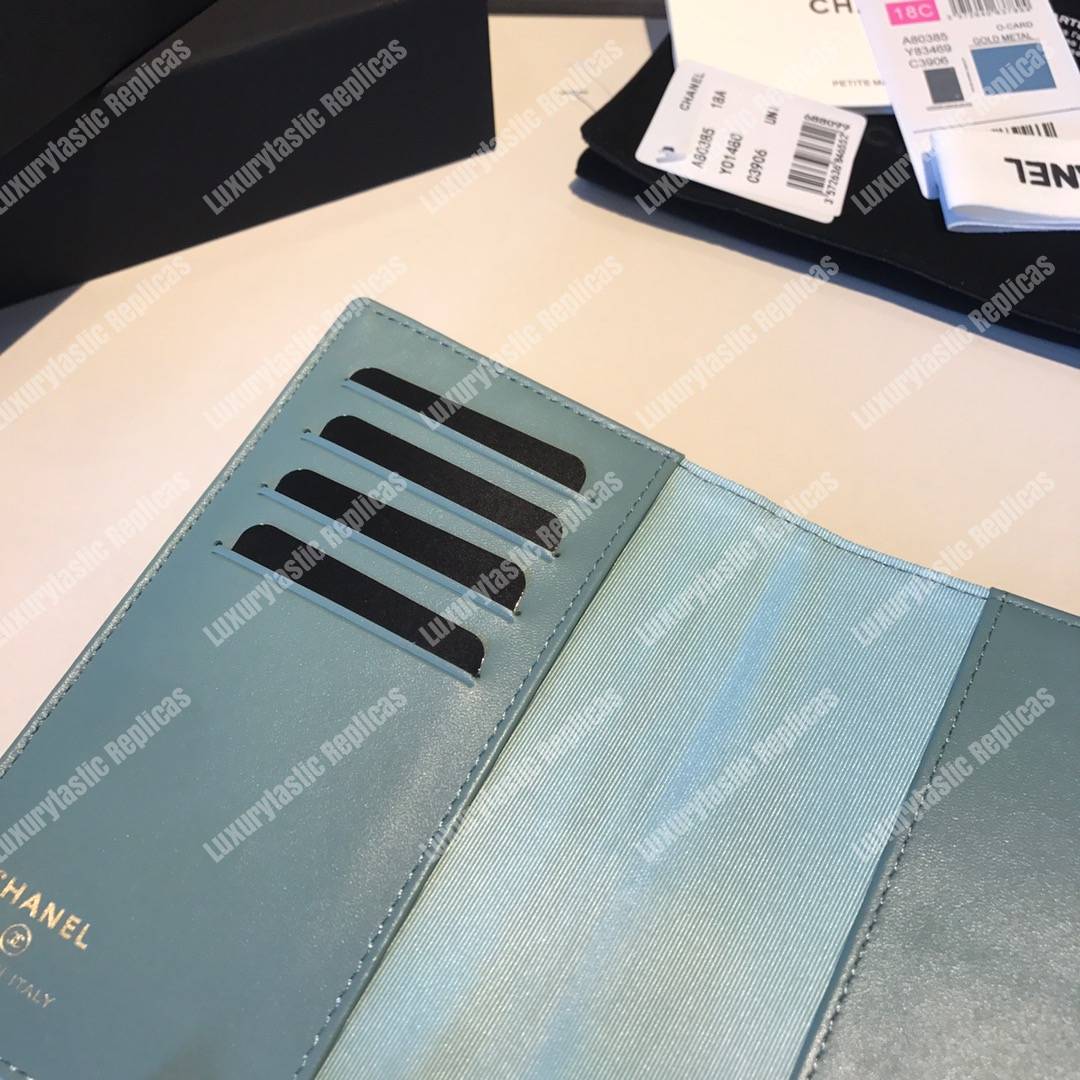 Classic Passport Holder Caviar Leather Sky Blue