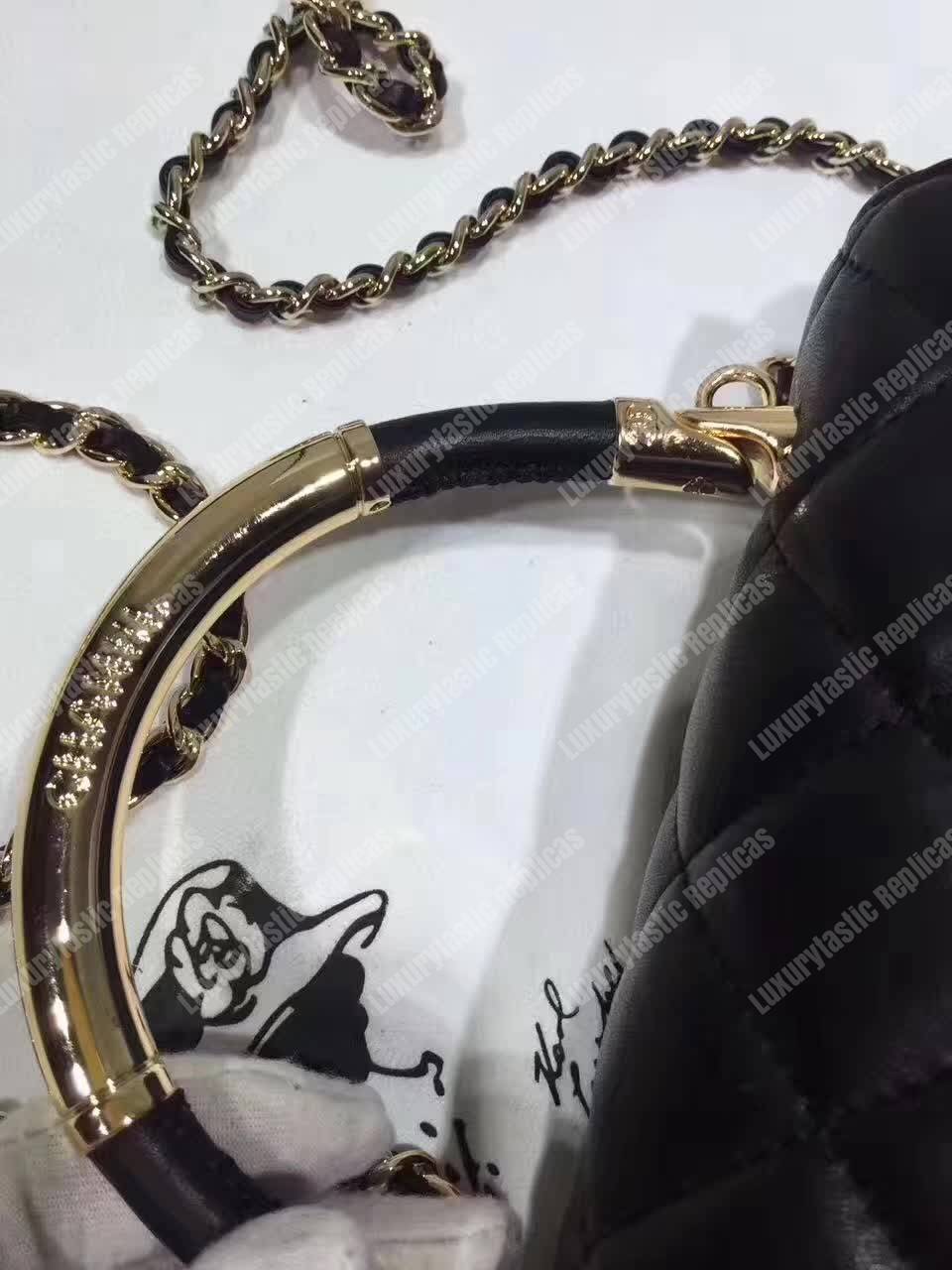 Ch*el small flap bag with top handle black