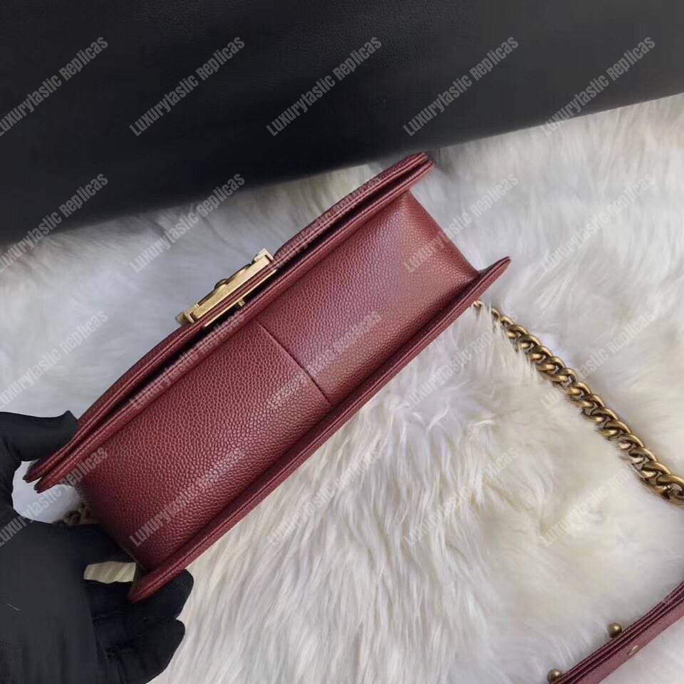 Ch*el boy medium handbag burgundy