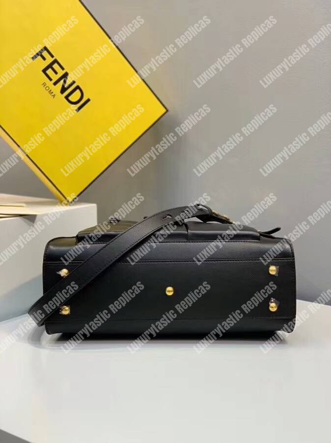 F**di peekaboo iconic medium black leather bag
