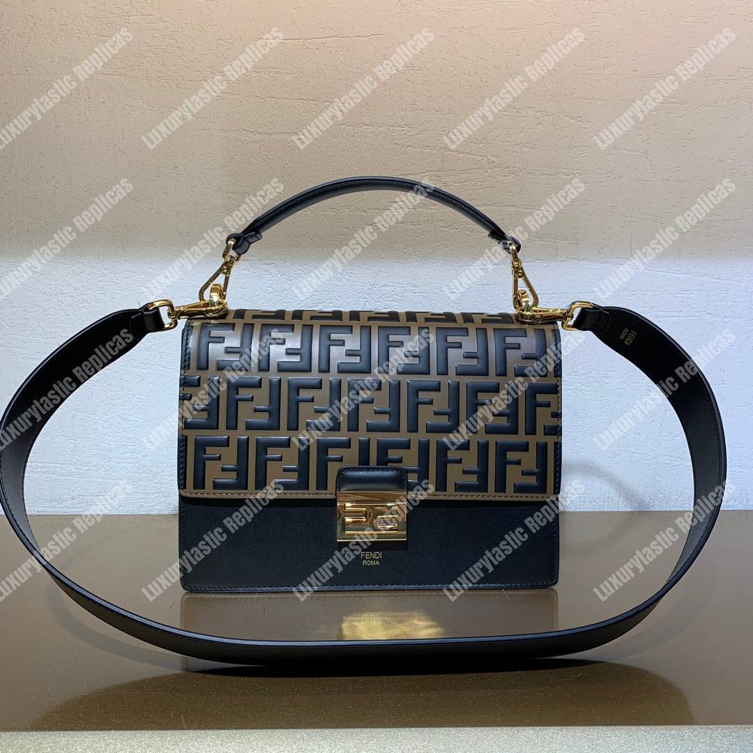 F**di kan u black leather bag