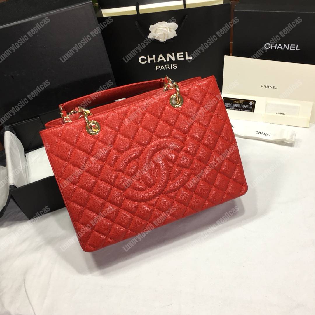 Ch*el large shopping tote red