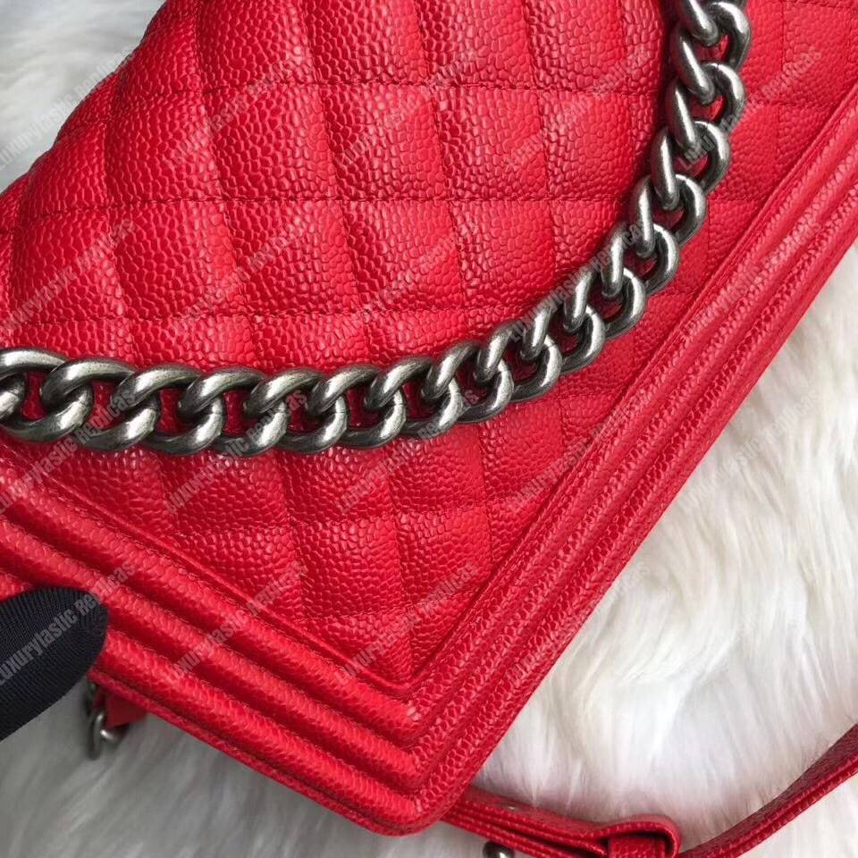 Ch*el boy medium handbag red
