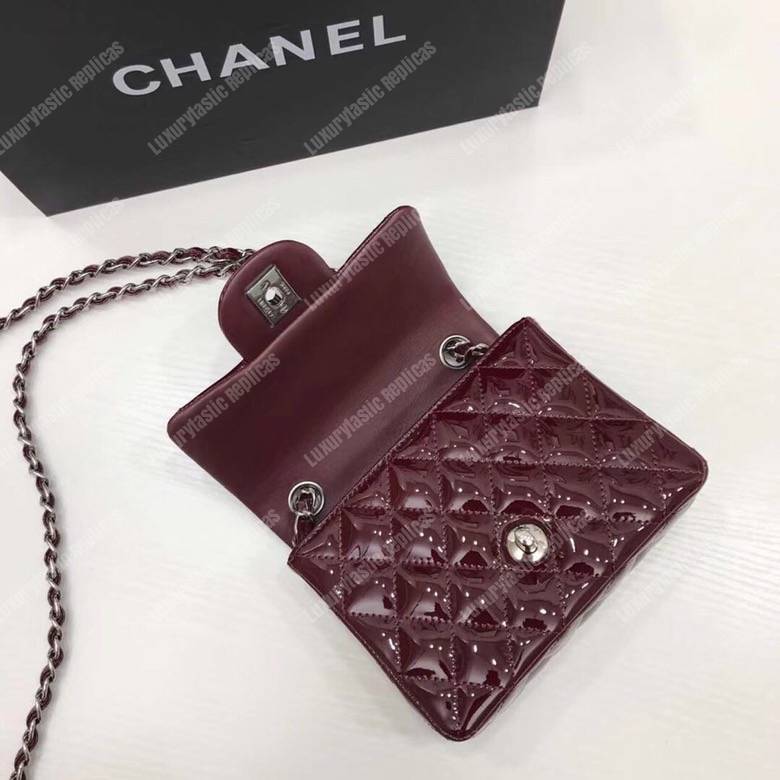 Ch*el mini flap bag burgundy