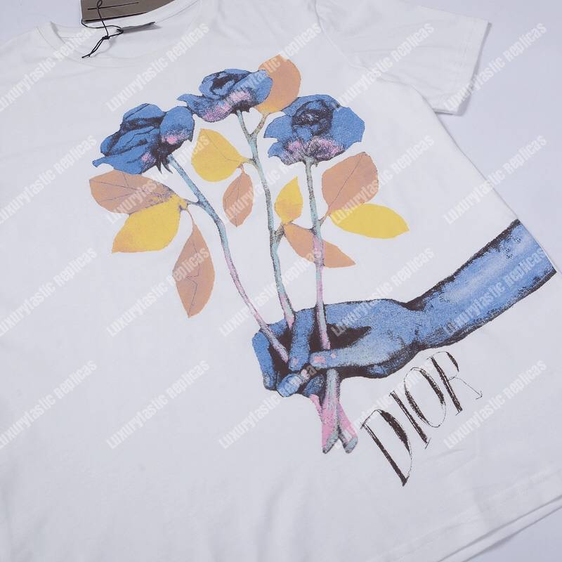 D*or alex foxton rose logo white cotton t-shirt