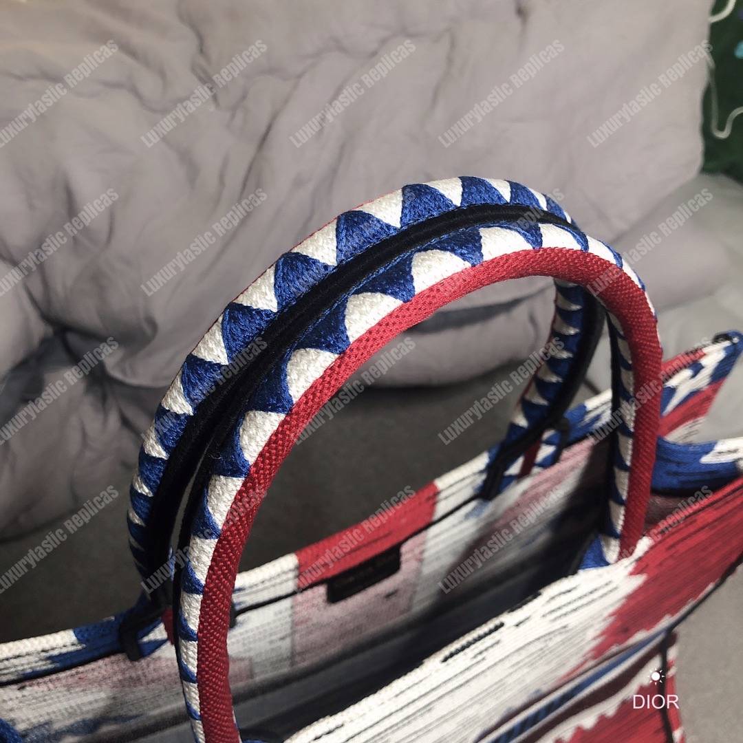 D*or book tote bag embroidered canvas french flag