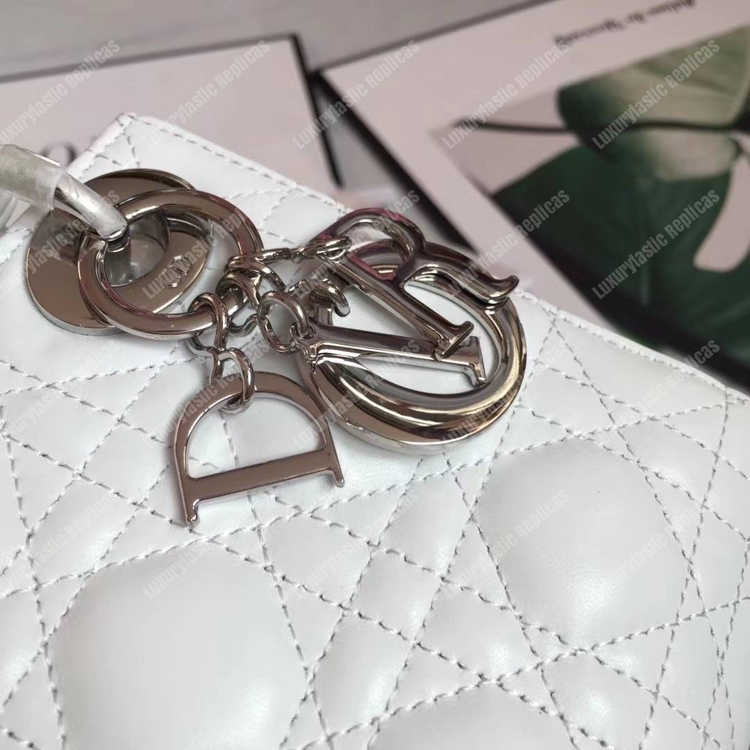mini lady D*or lambskin bag off-white