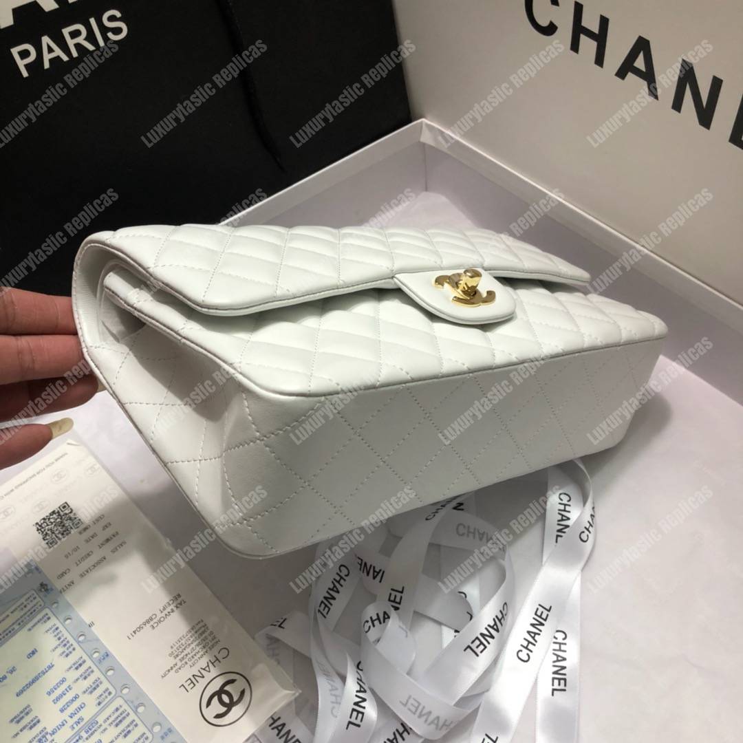 Ch*el medium classic handbag white