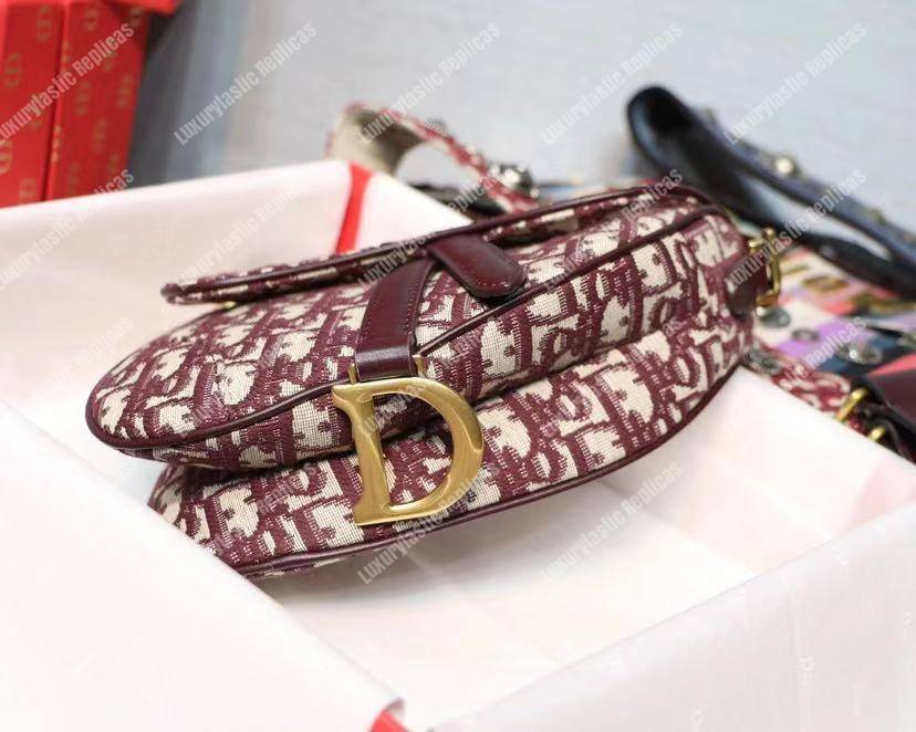 mini D*or burgundy oblique saddle bag