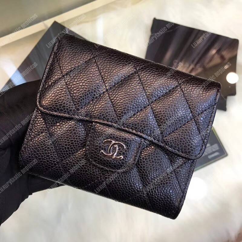 Ch*el classic small flap wallet black