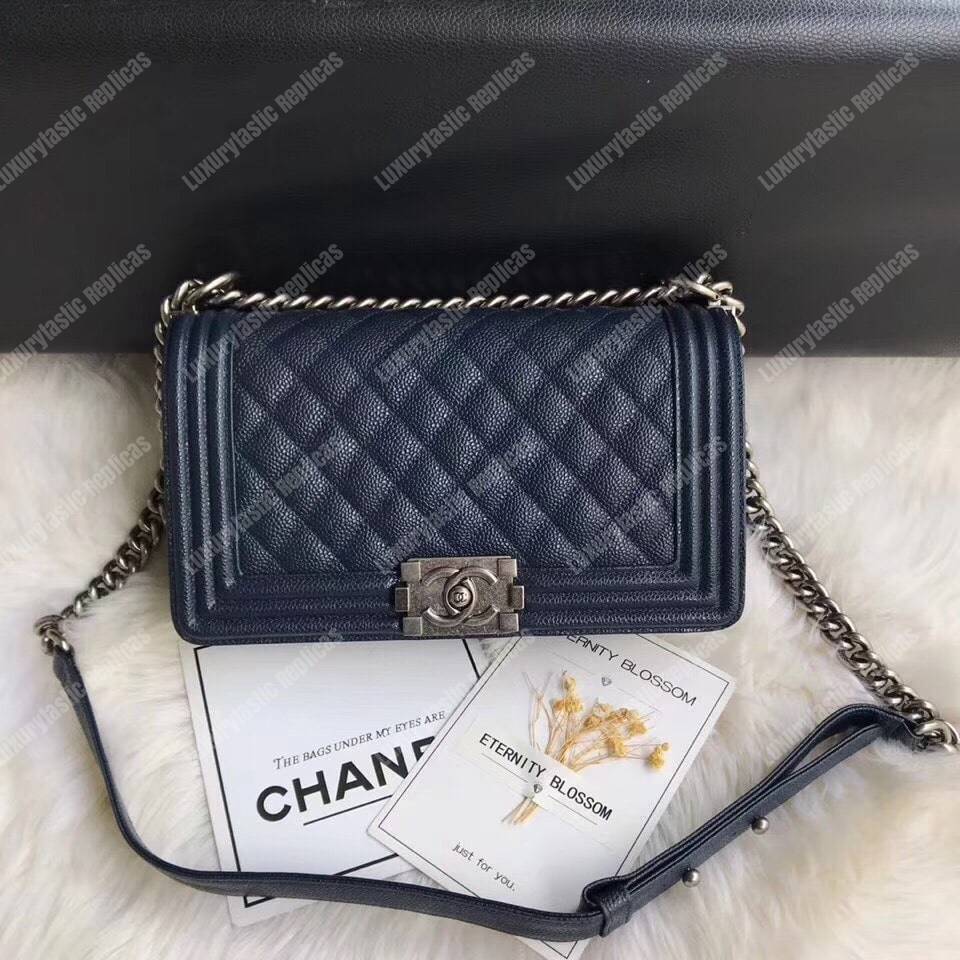 Ch*el boy medium handbag blue