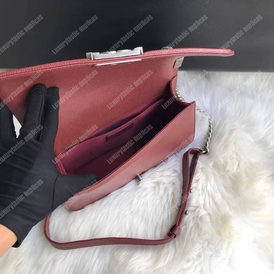 Ch*el boy medium handbag burgundy