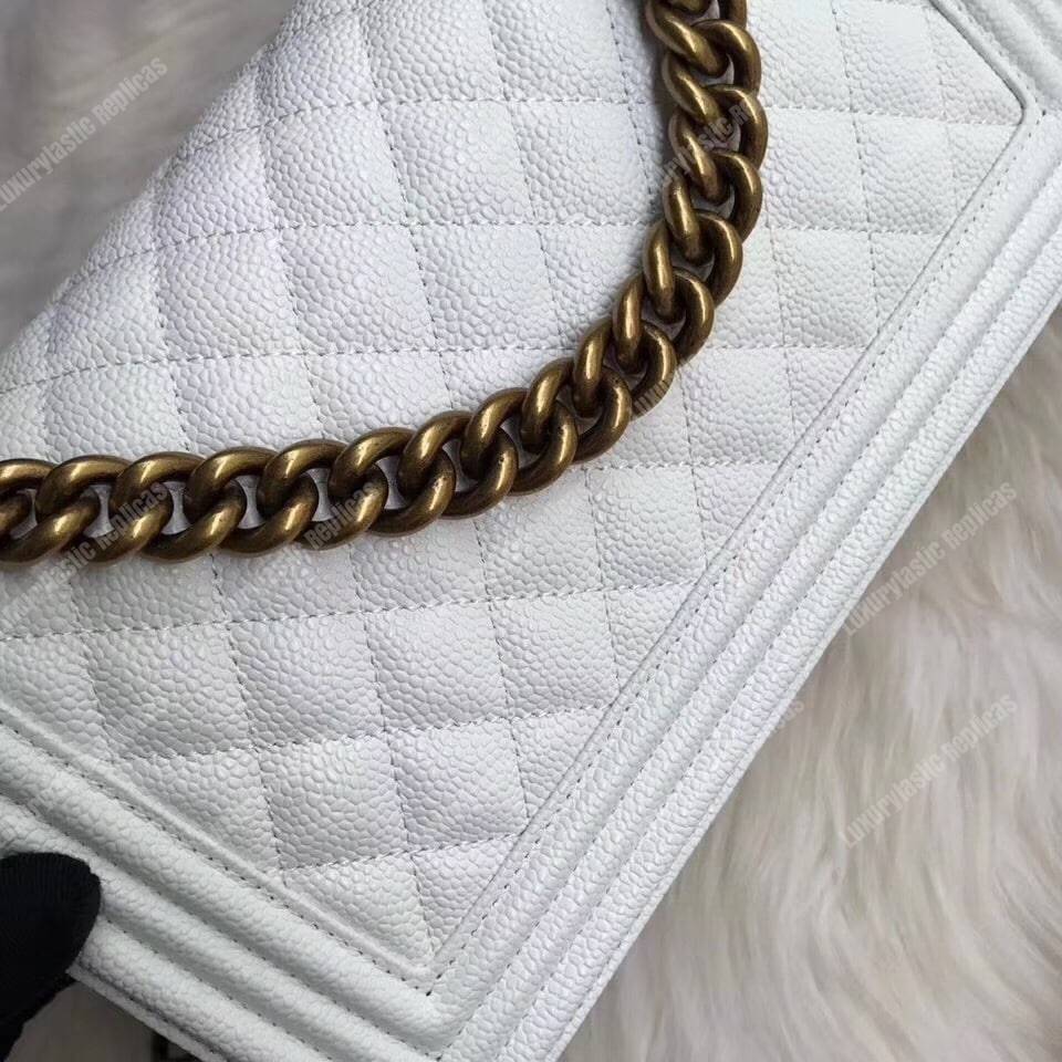 Ch*el boy medium handbag white