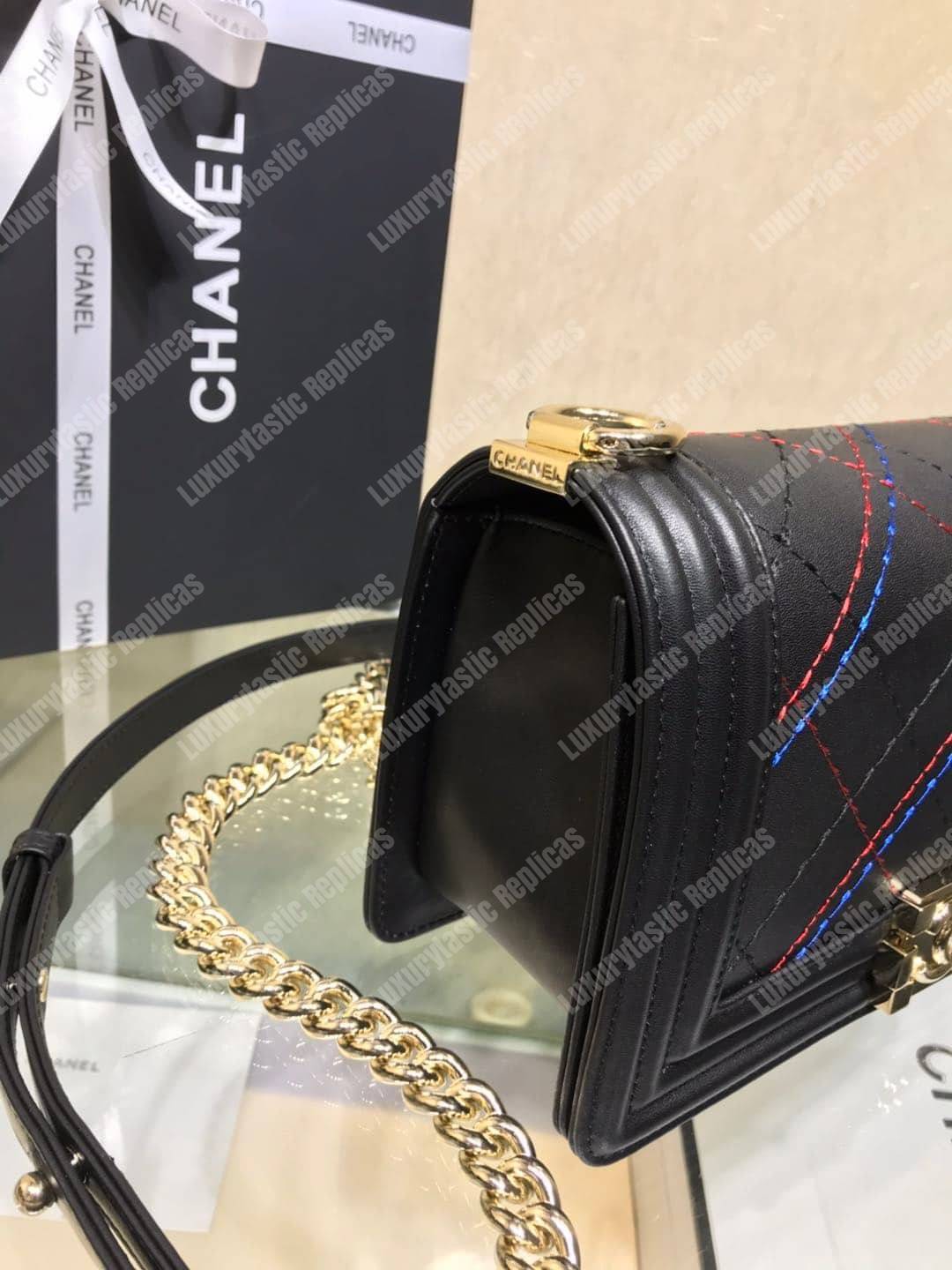 Ch*el medium boy handbag black