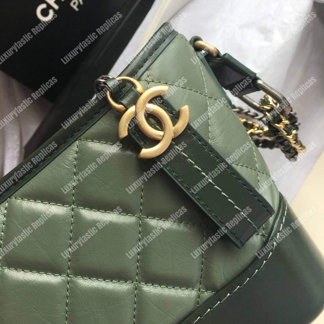 Ch*el’s gabrielle small hobo bag green