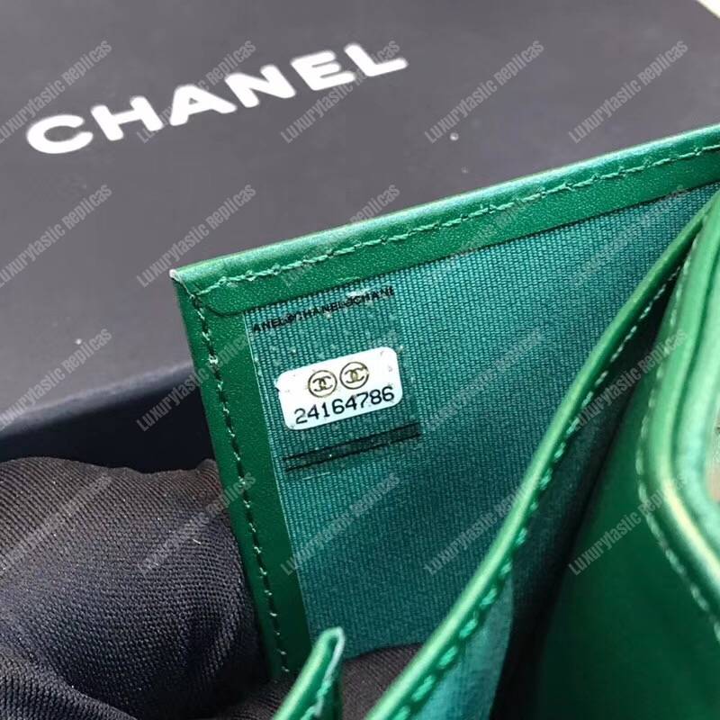 Ch*el boy small flap wallet green