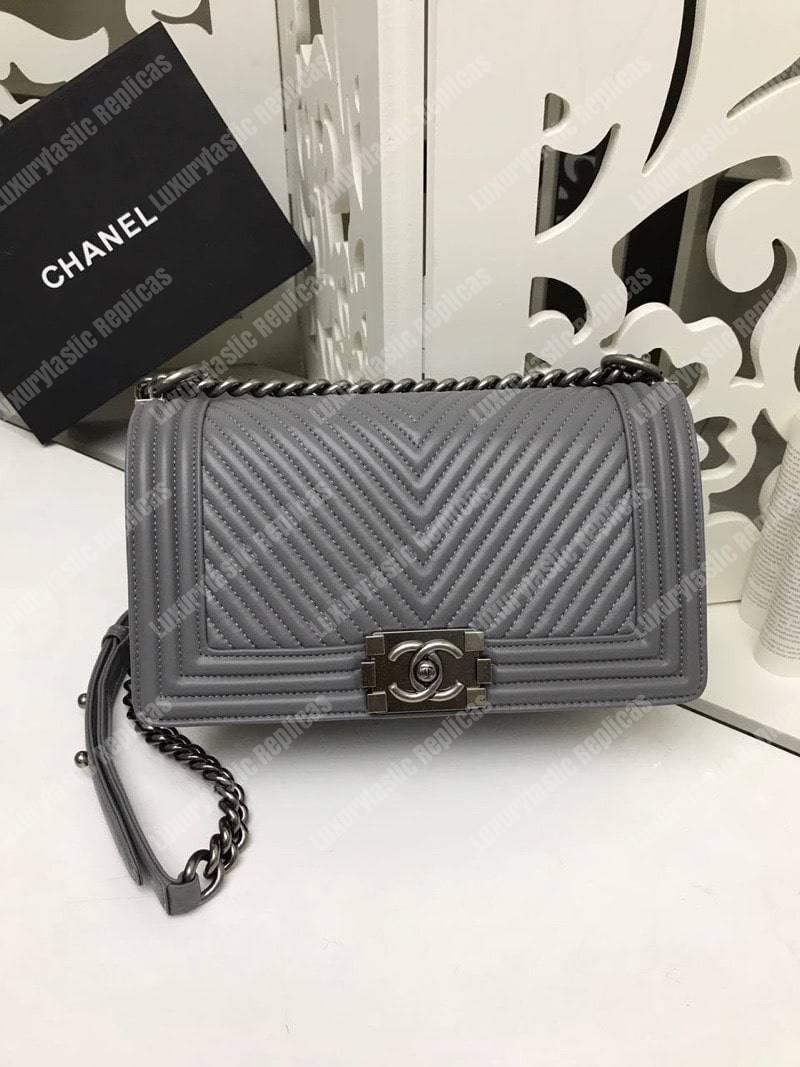 Ch*el boy handbag grey
