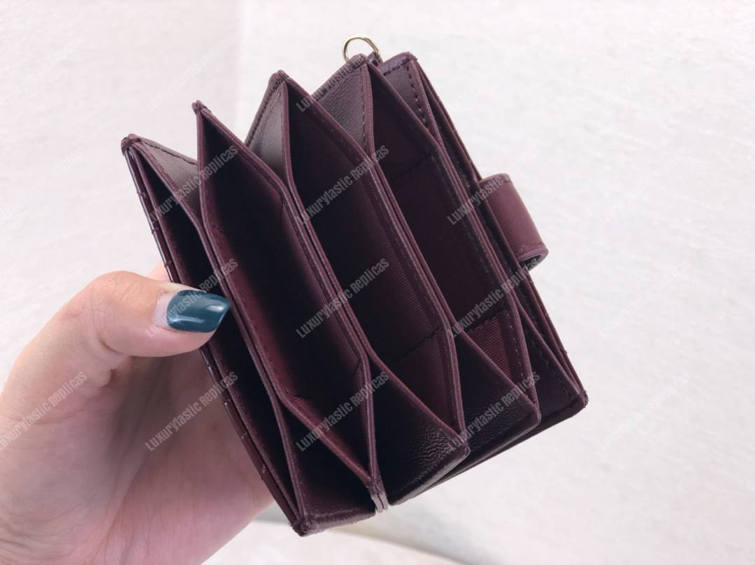 lady D*or calfskin card holder burgundy