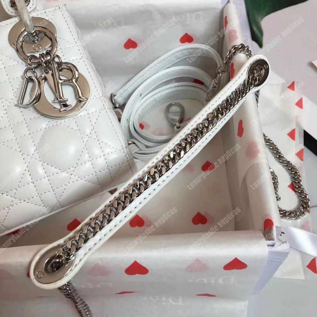 mini lady D*or lambskin bag off-white