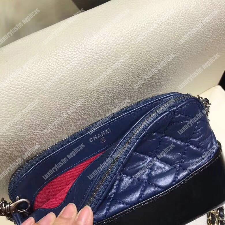 Ch*el clutch with chain blue and black