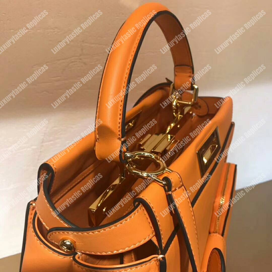 F**di peekaboo iconic medium orange leather bag