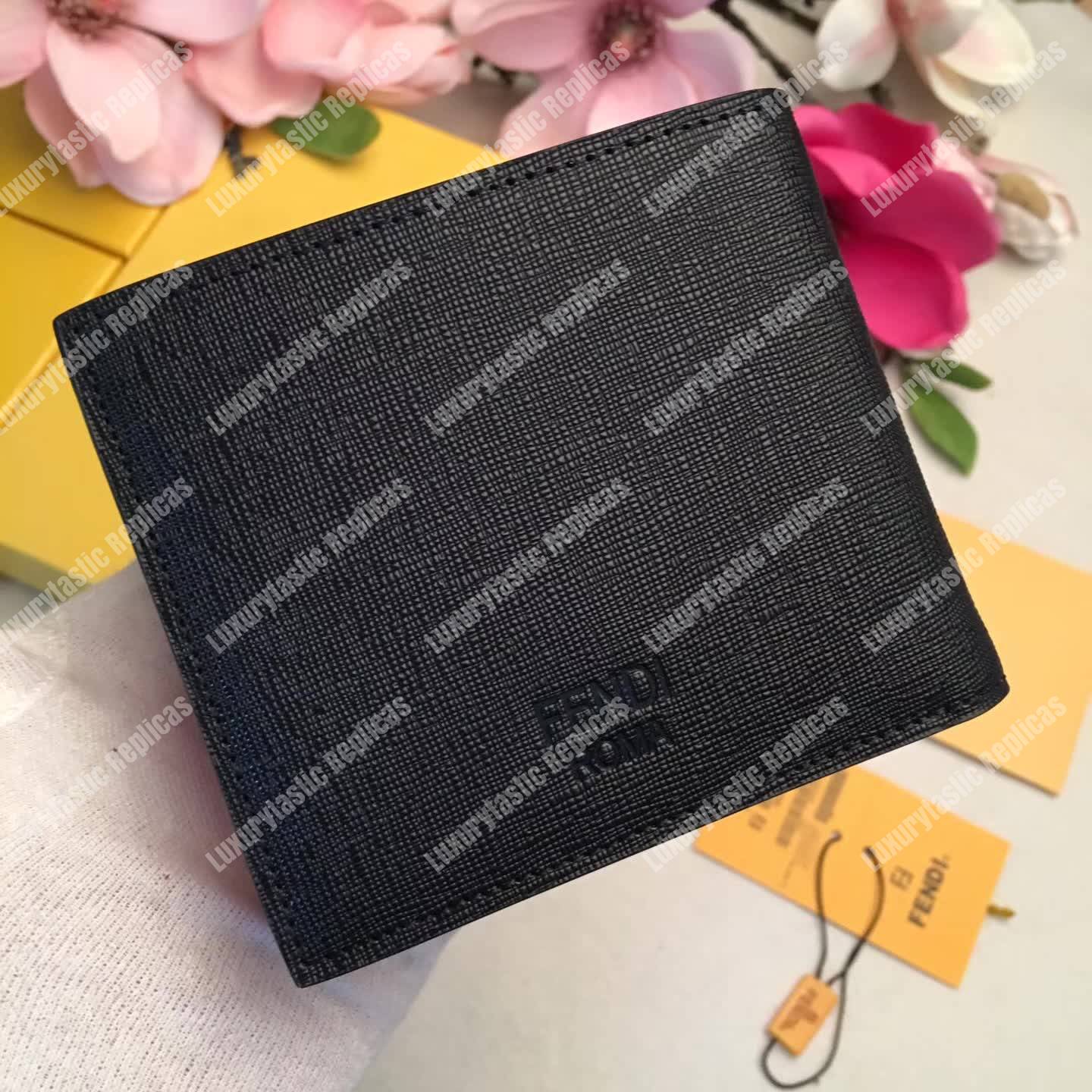 F**di black leather horizontal wallet