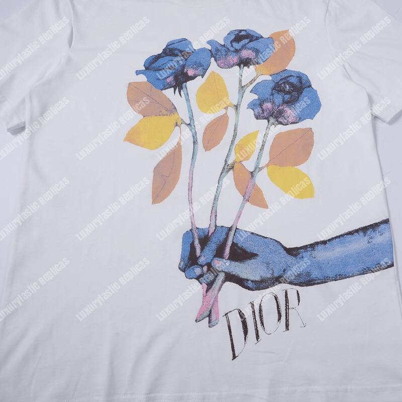 D*or alex foxton rose logo white cotton t-shirt