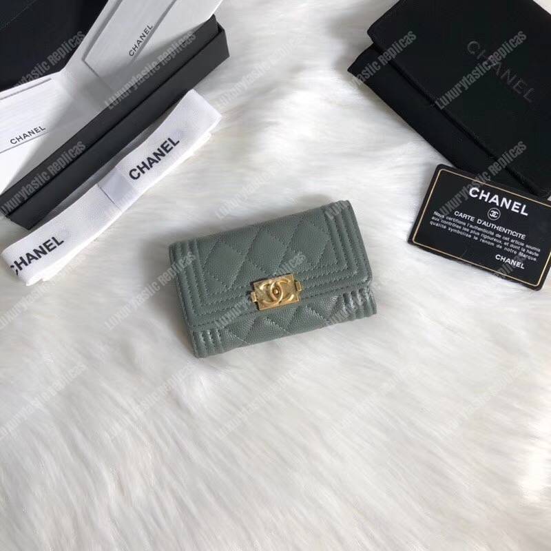 Ch*el boy small flap wallet grey