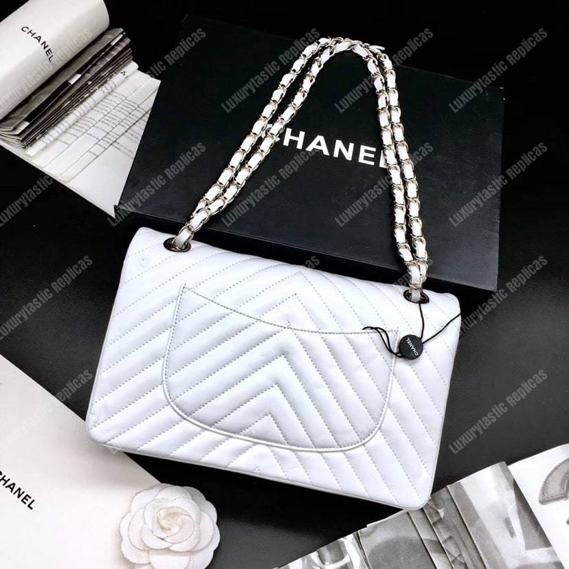 Ch*el classic medium handbag white