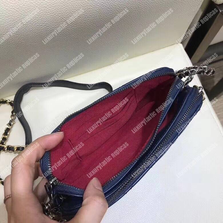 Ch*el clutch with chain blue and black