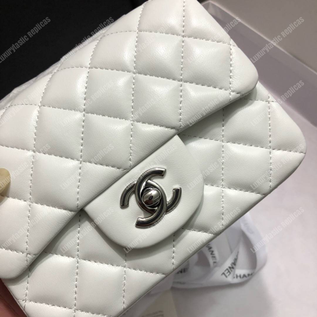 Ch*el mini flap bag white