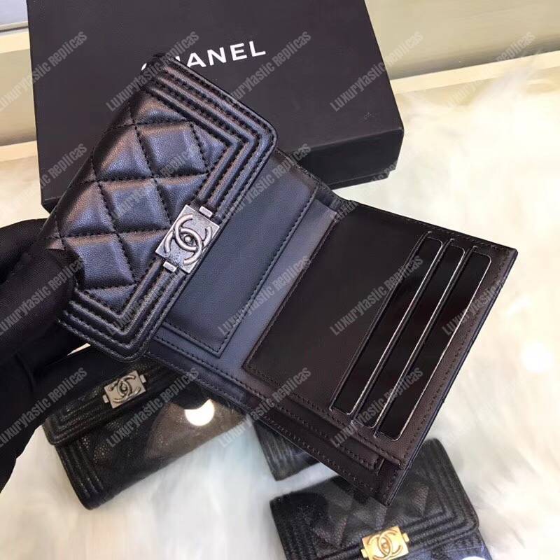 Ch*el boy small flap wallet black