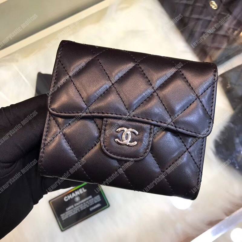 Ch*el classic small flap wallet black