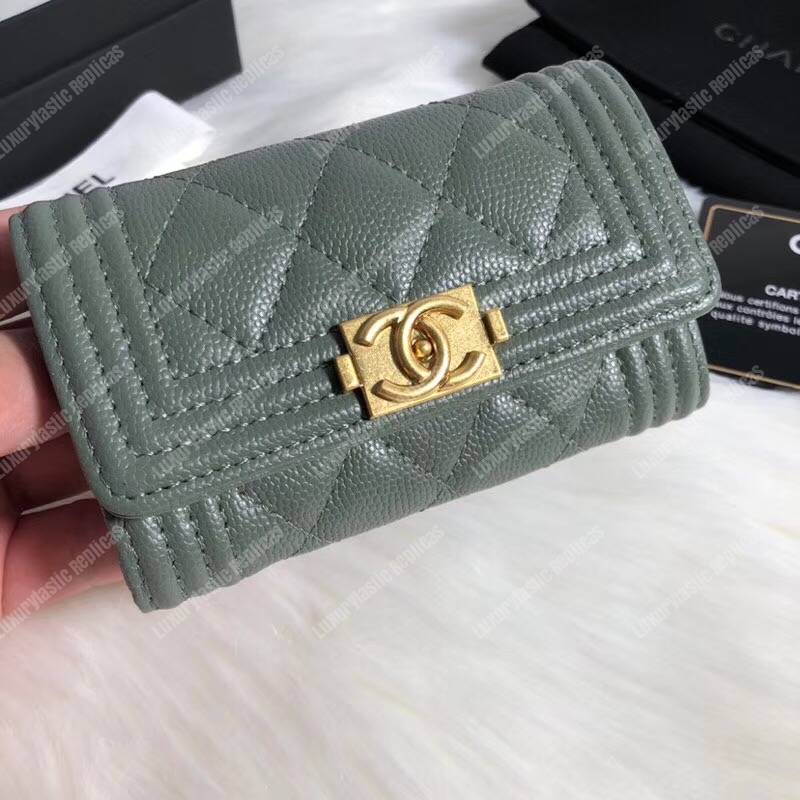 Ch*el boy small flap wallet grey