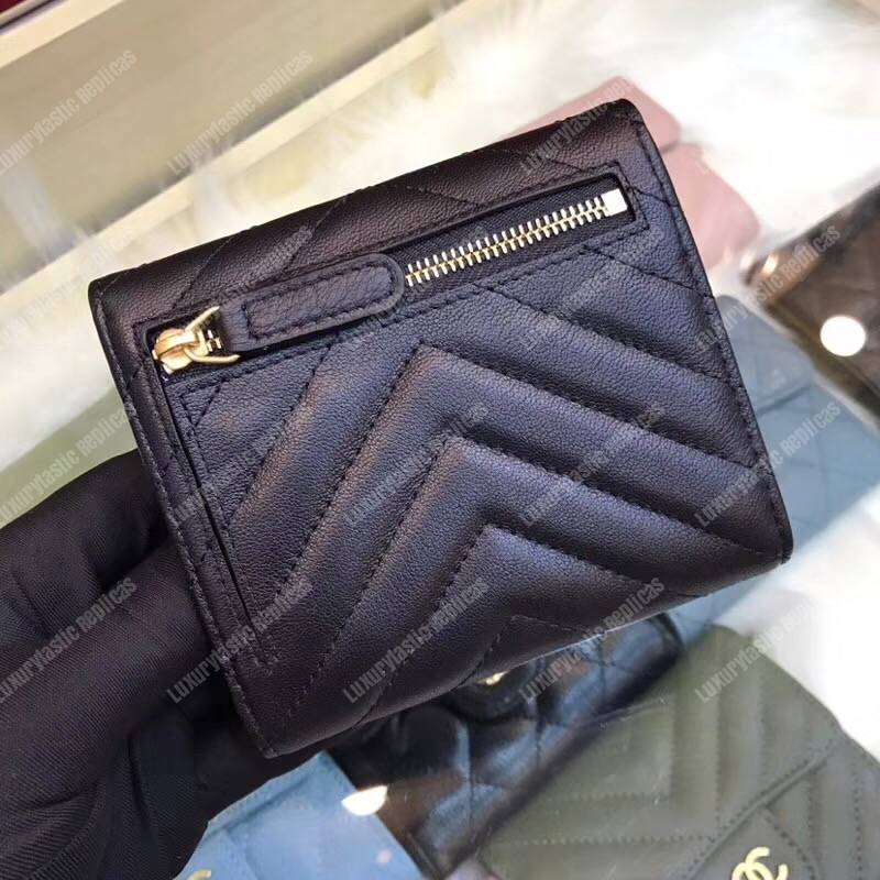 Ch*el classic small flap wallet black