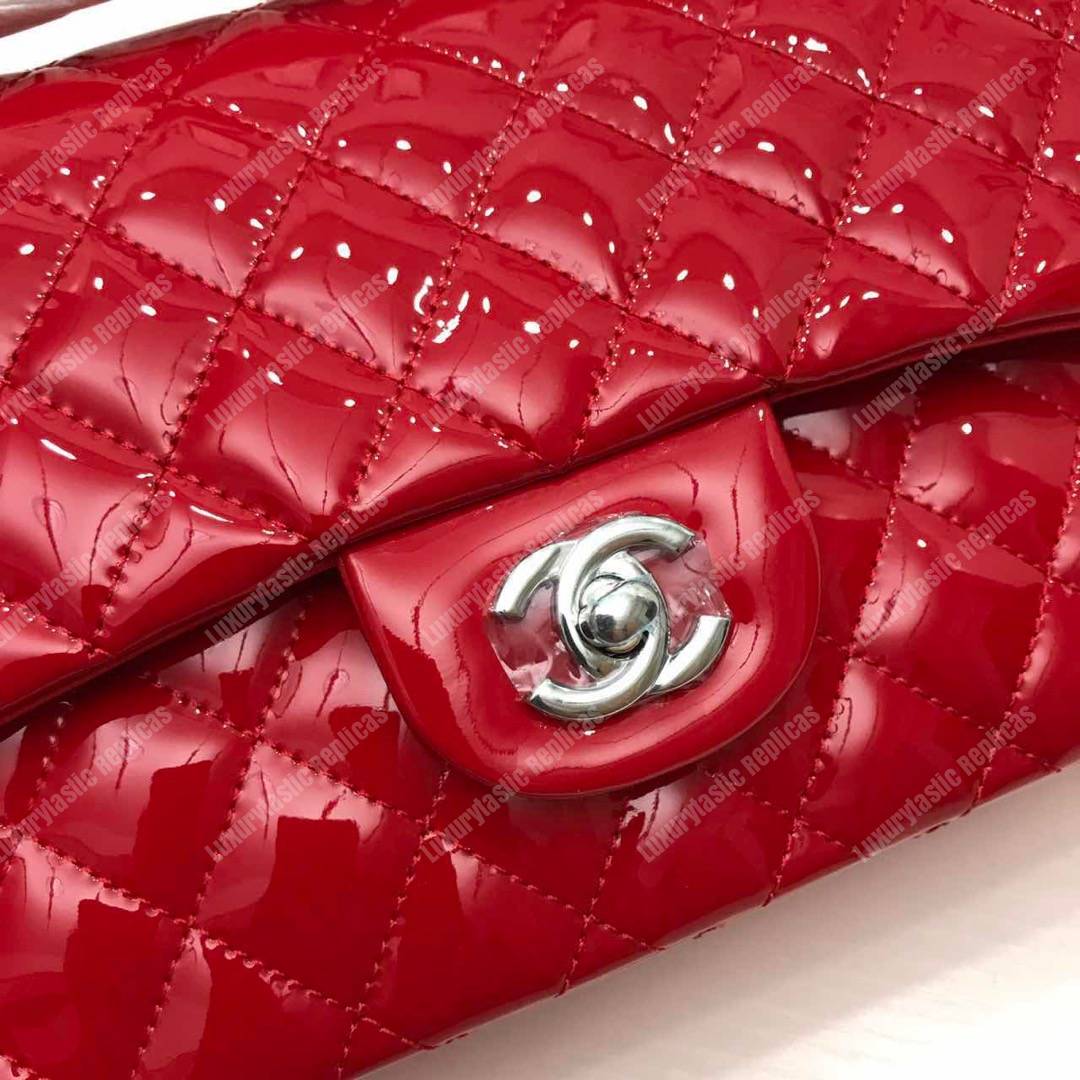 Ch*el classic medium flap bag red