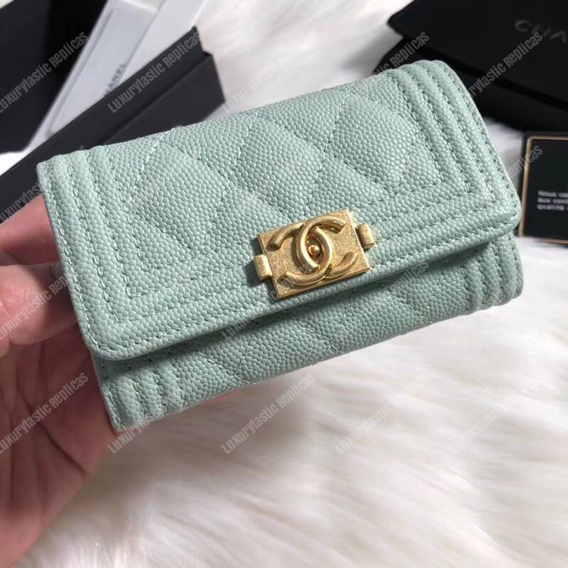 Ch*el boy small flap wallet light green