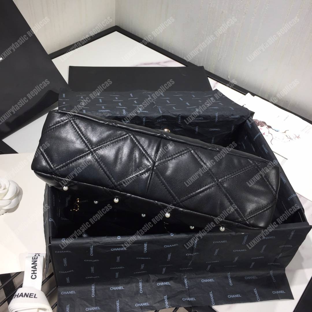 Ch*el flap bag iimitation pearls black