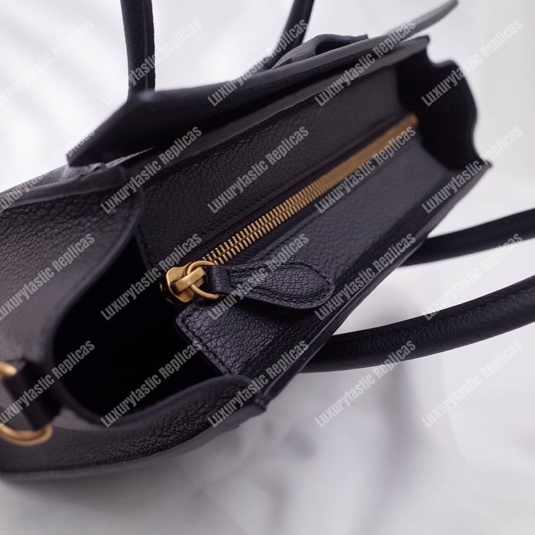 Micro Luggage Handbag In Drummed Calfskin Black