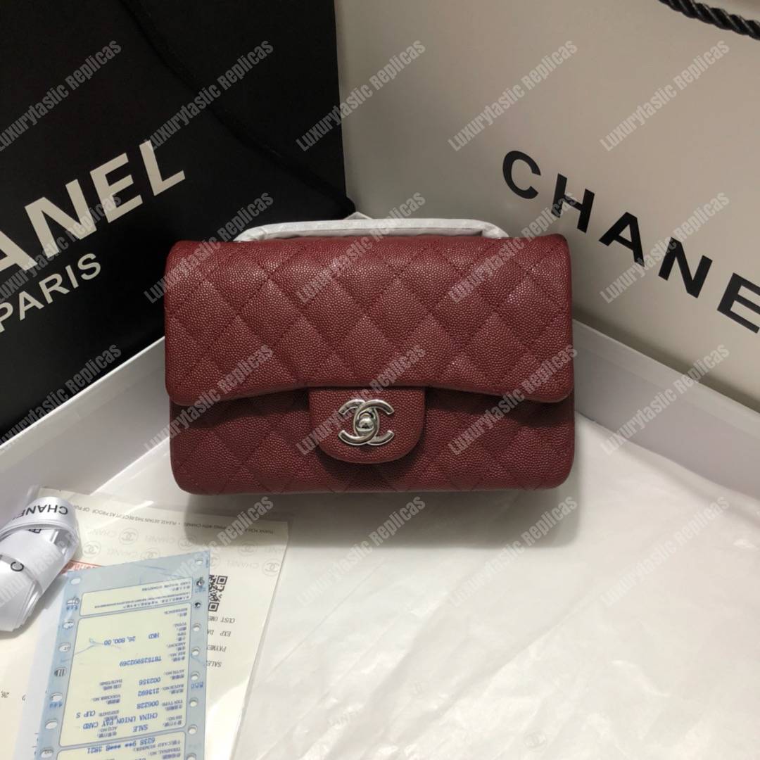 Ch*el mini flap bag maroon
