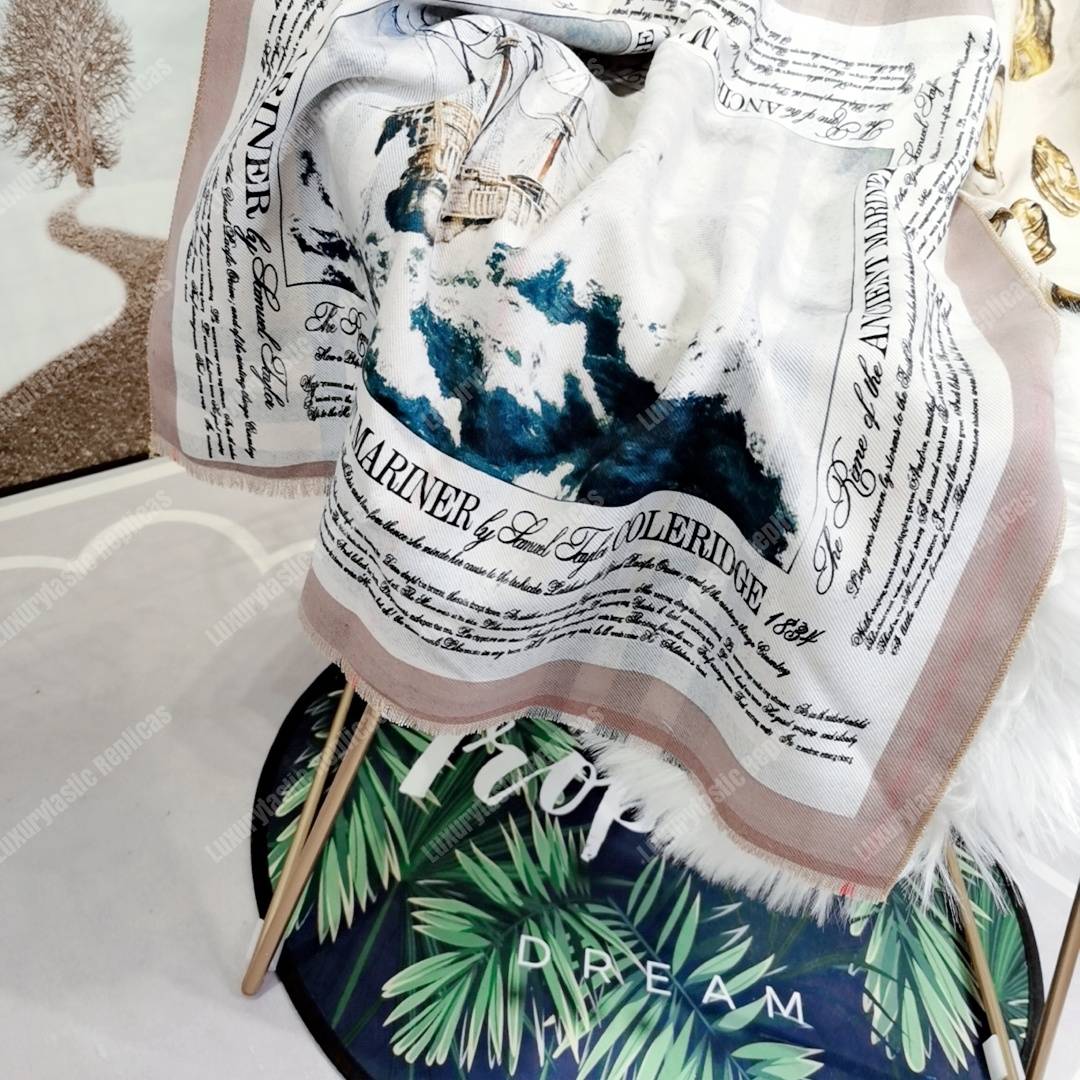 B**rry oyster, black monogram and mariner print silk scarf archive beige