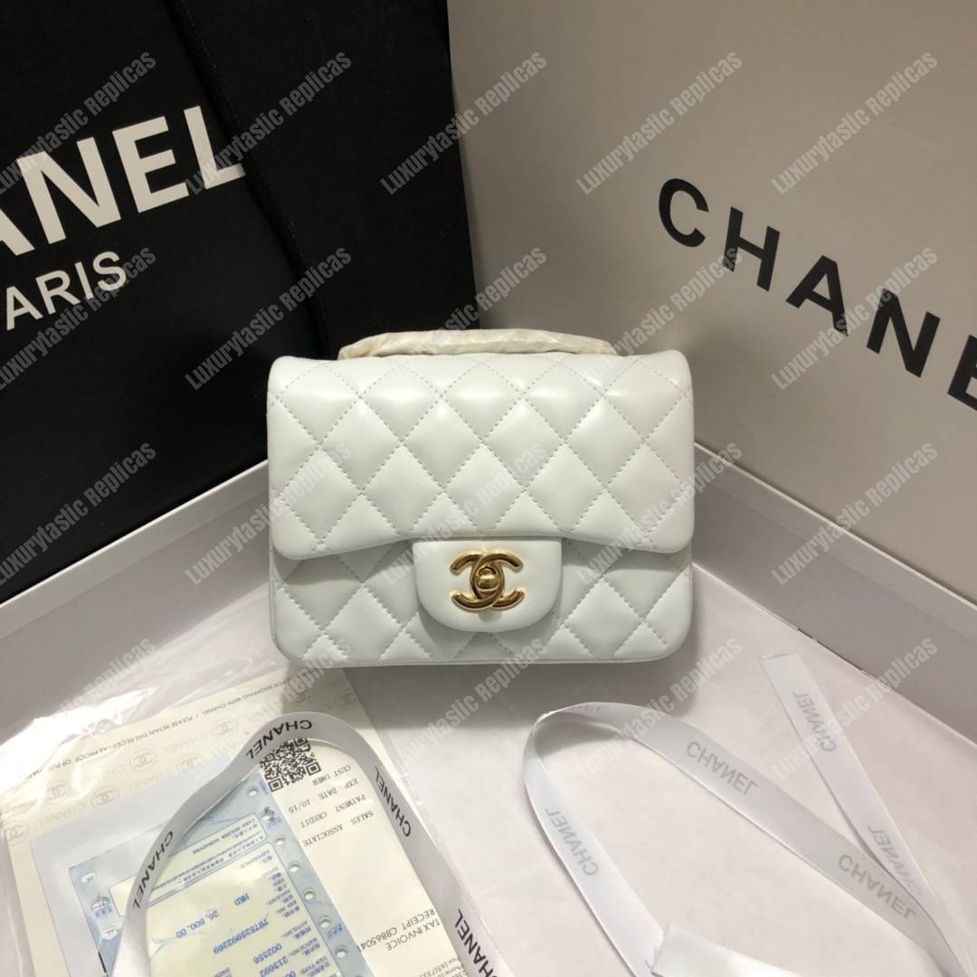 Ch*el mini flap bag white